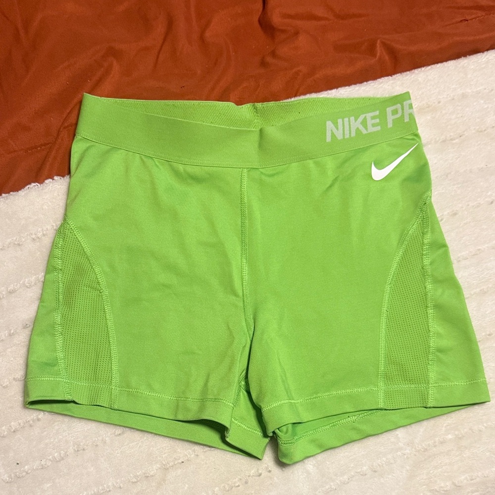 Nike Women's Lime Green Pro Athletic Shorts
